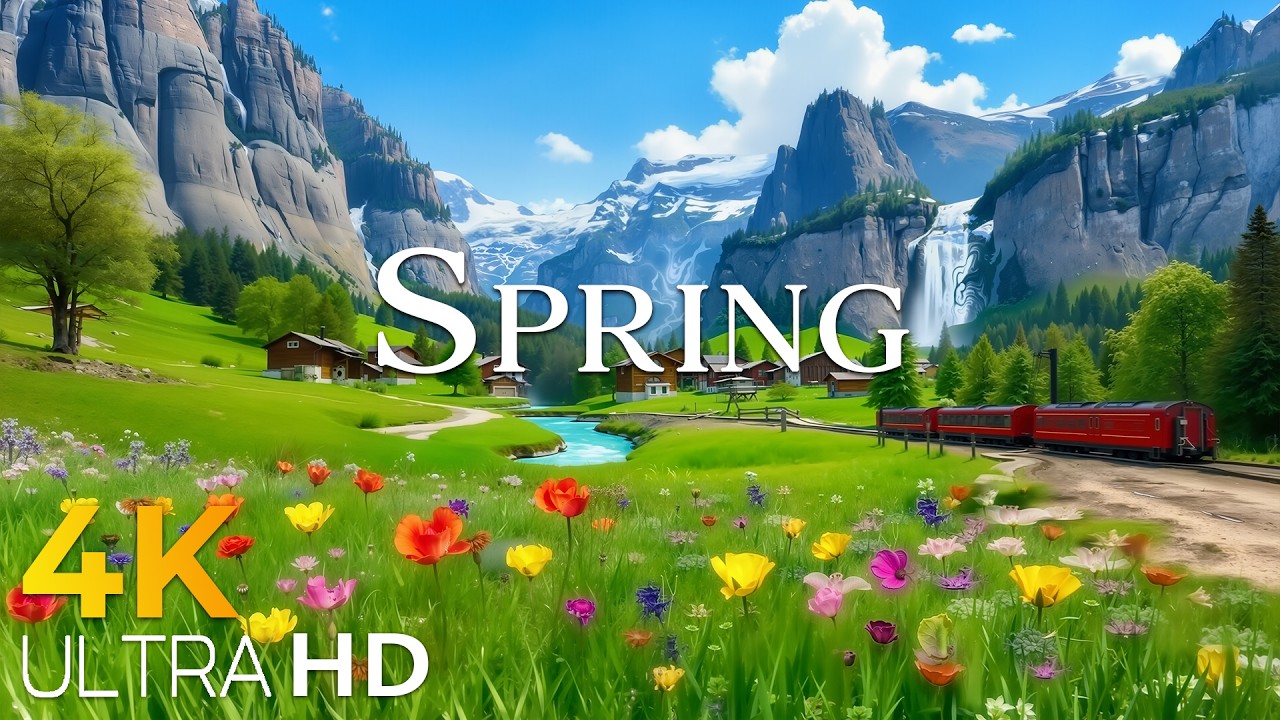 Spring in Switzerland 🌿 Snow Melting in the Alps & Lush Green Valleys | 4K Relaxation
