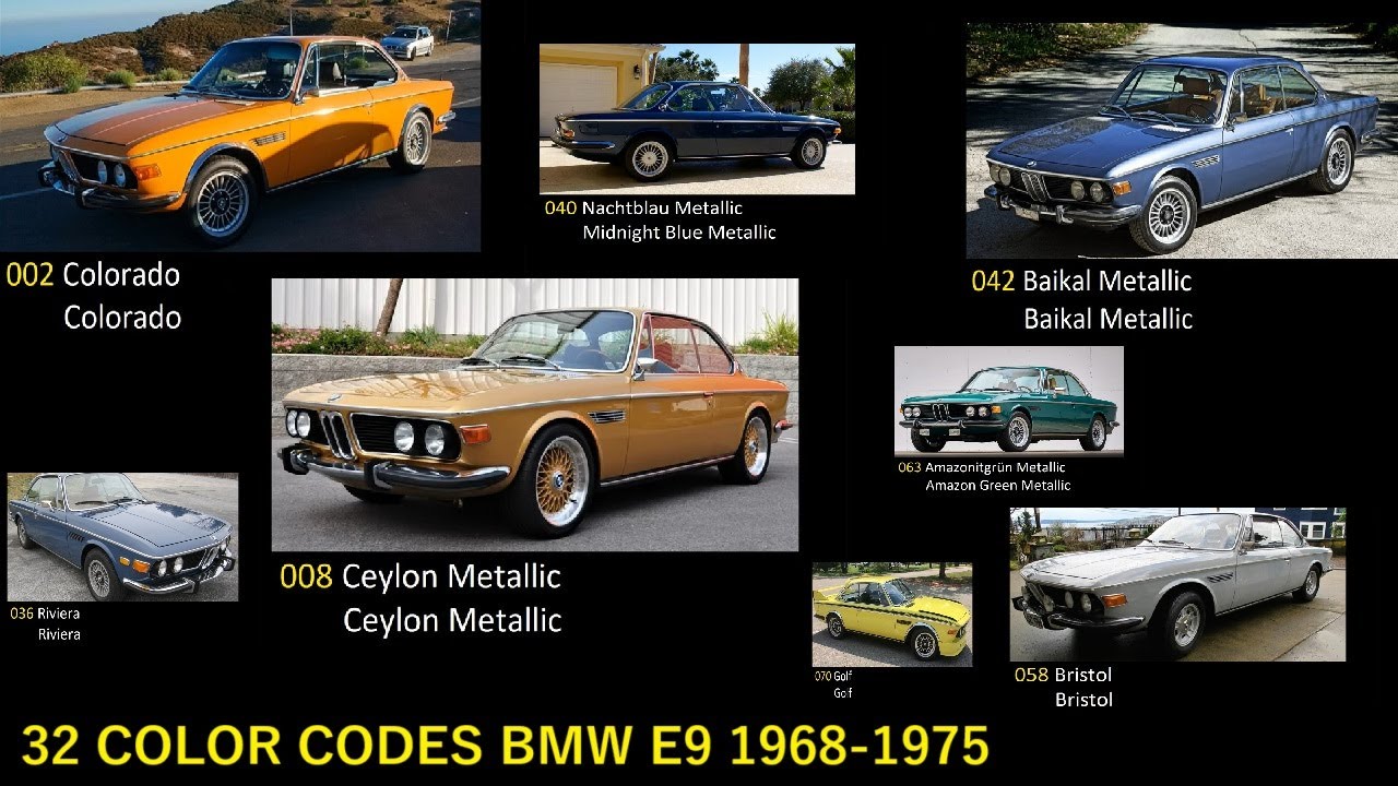 9. FACTORY COLORS BMW E9 1968 - 1975