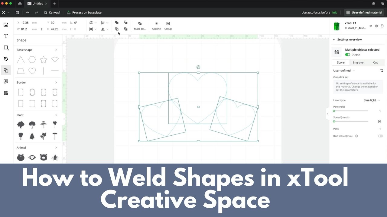 Как объединять фигуры в xTool Creative Space (обновлено)
