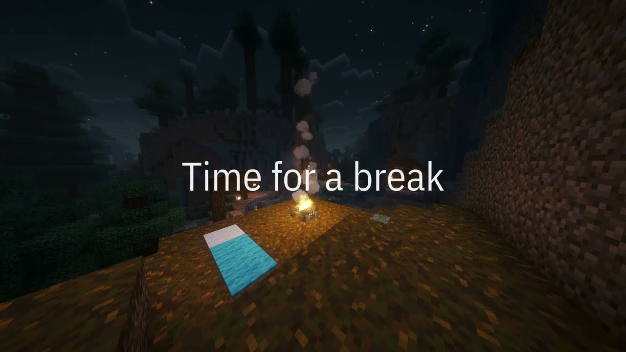 Minecraft relaxing by the fire