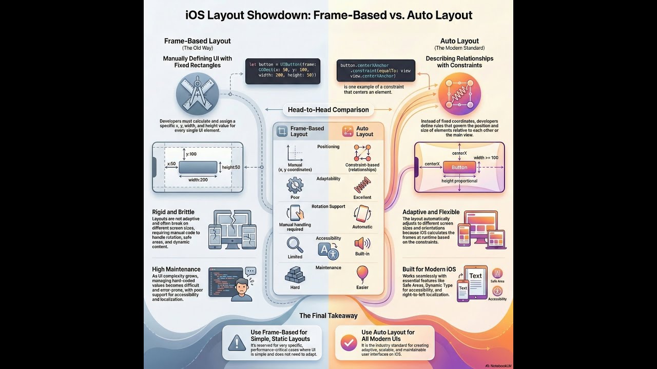 📐 Frame-Based Layout vs Auto Layout in iOS — What’s the Difference? | Eng