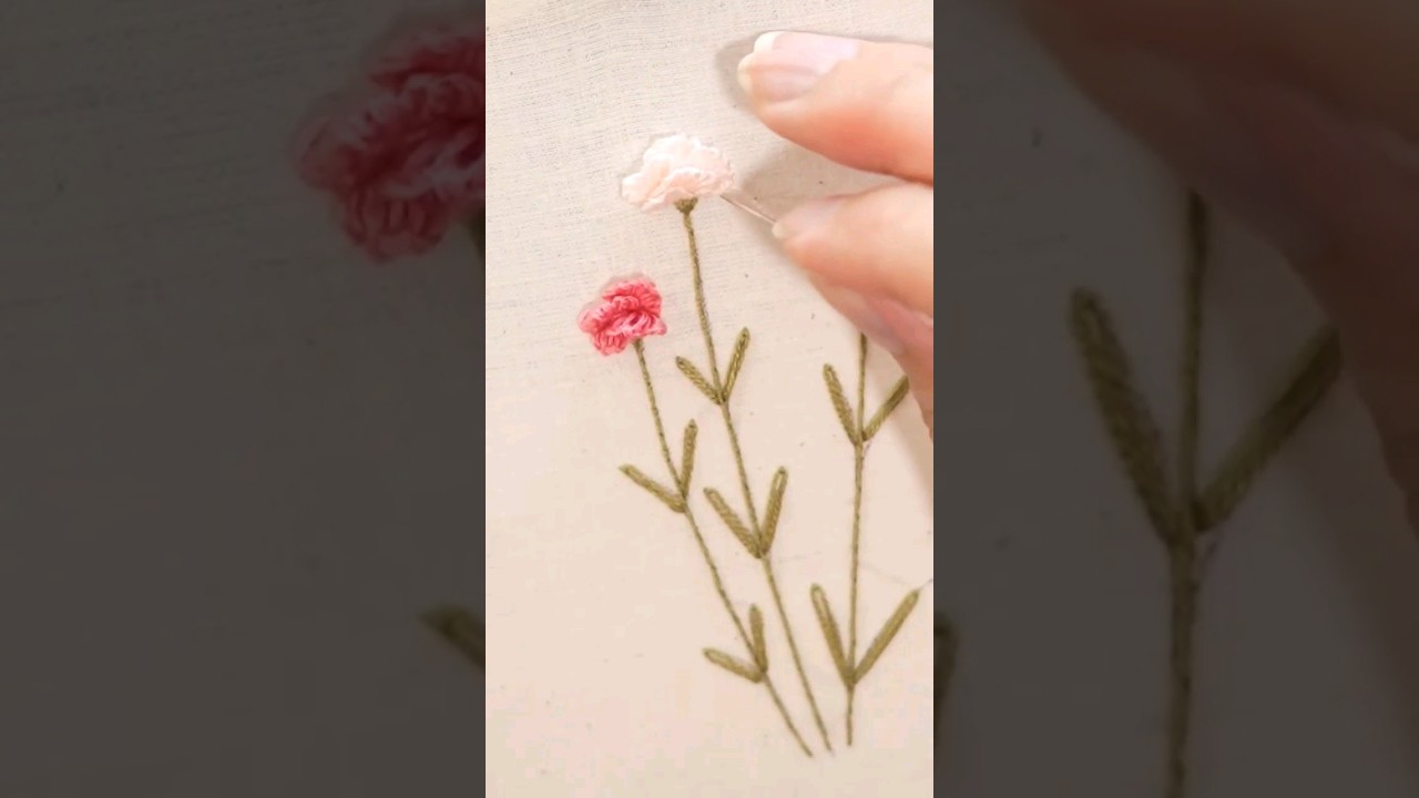 Simple Carnation Embroidery Tutorial using Cast-on Stitch | Flower Embroidery Idea for Beginners