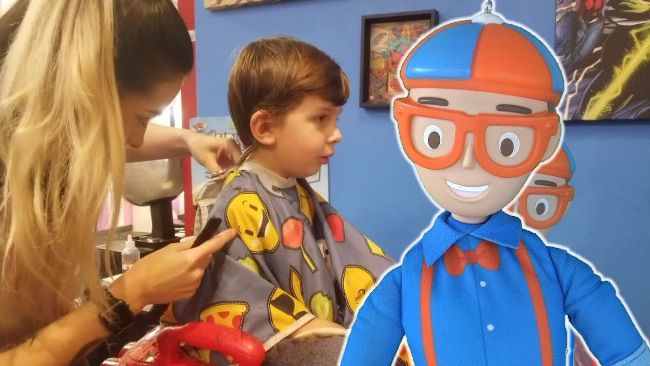 HAIR CUTS are FUN for Toddlers and kids on Jonathan's PLayhouse with My Buddy Blippi Toy
