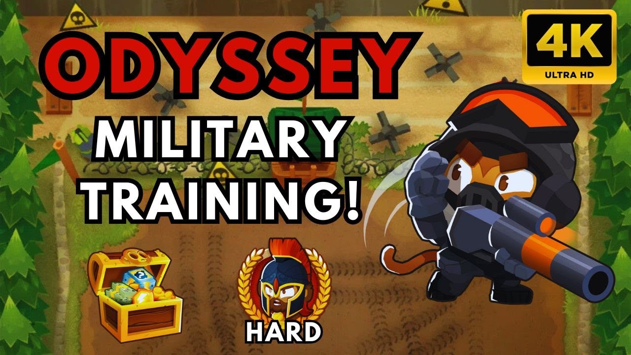 BTD6 ODYSSEY HARD MODE | NO MONKEY KNOWLEDGE | MILITARY TRAINING! | FIRING RANGE