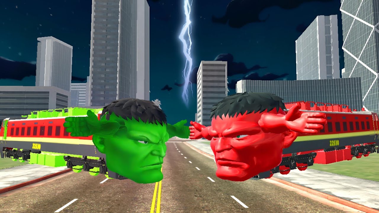 Red Hulk Train Attack Haunted Green Hulk Train - indian bikes driving 3d game