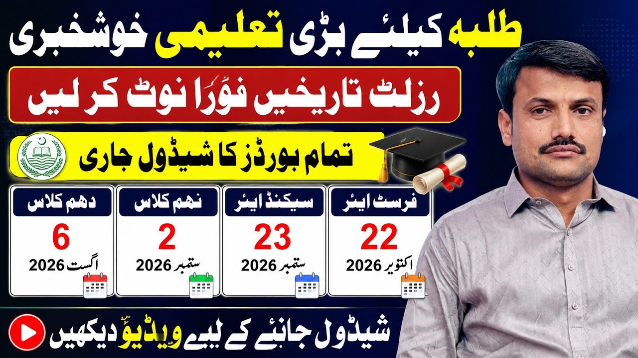 Punjab Boards Result 2026 | 10th Result 6 August | 9th Inter Result Dates Complete Update