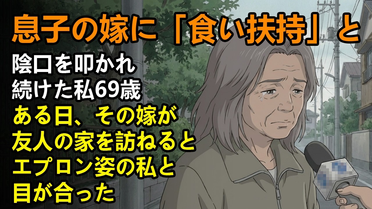 息子の嫁に「食い扶持」と陰口を叩かれ続けた私69歳。ある日、その嫁が友人の家を訪ねると、エプロン姿の私と目が合った