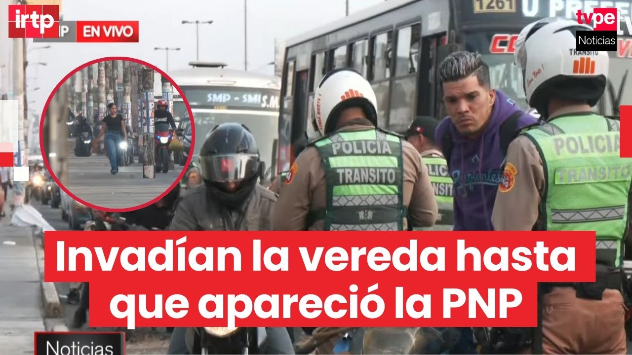 Motociclistas invadían la vereda y fueron intervenidos por la PNP en SMP