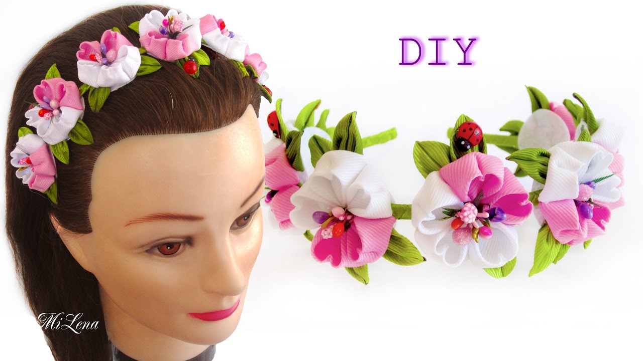 ОБОДОК КАНЗАШИ, МК / DIY Kanzashi Headband
