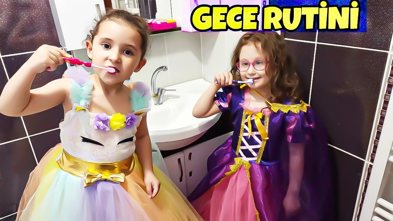 BAHAR VE BANU ALYA GECE UYUMAK İSTEMEDİ RESİM YAPTI - SÜT İÇTİ - DİŞLERİNİ FIRÇALADI !!