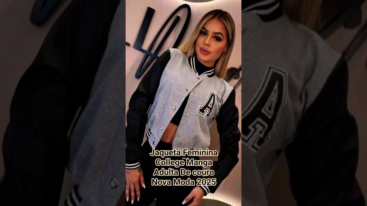 Jaqueta Feminina College Manga Adulta De couro Nova Moda 2025#feminino #jaqueta#college#manga