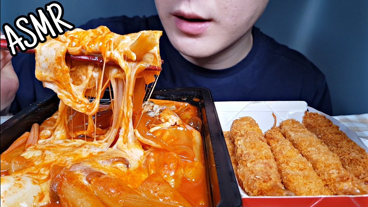 ASMR Tteokbokki and Fried shrimp Mukbang 국물 치즈떡볶이와 새우튀김 리얼사운드 먹방 Eating sounds Real sounds