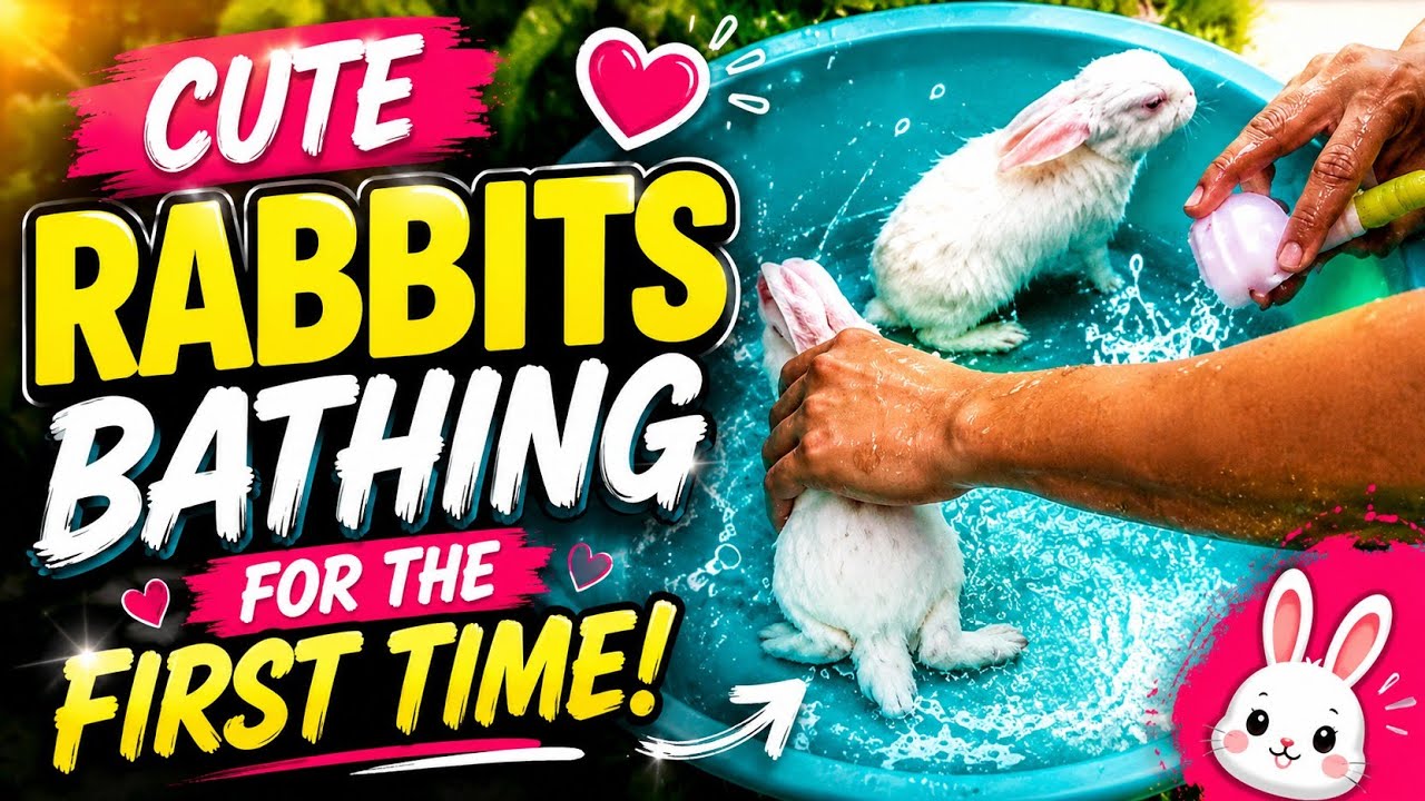 Cute Rabbits Bathing for the first time @TheHomeSanctuary