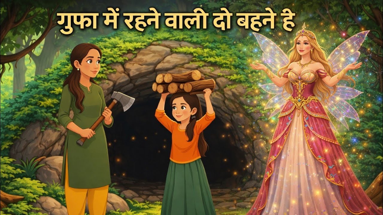 गुफा में रहने वाली दो बहने | Two sisters living in a Cave| Hindi moral story| Hindi cartoon story
