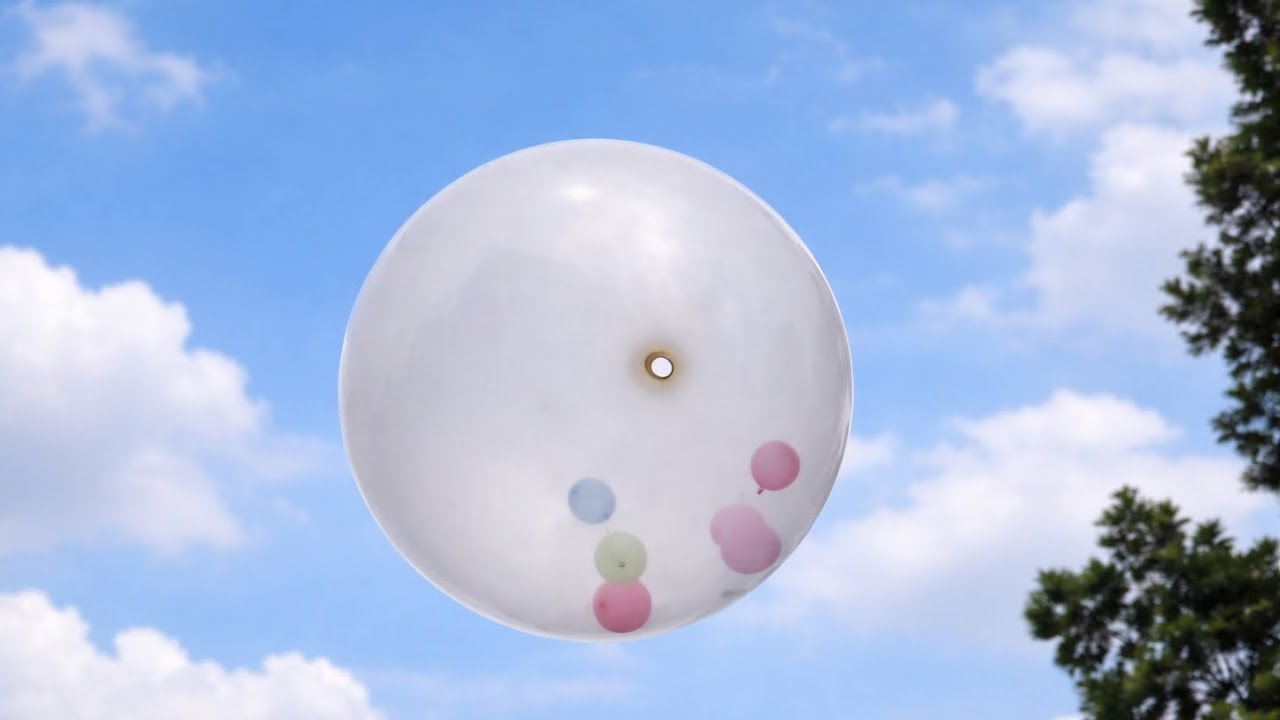 GIANT TRANSPARENT BALLOON ROCKET FILLED WITH COLORFUL BALLOONS! Spectacular Flight!