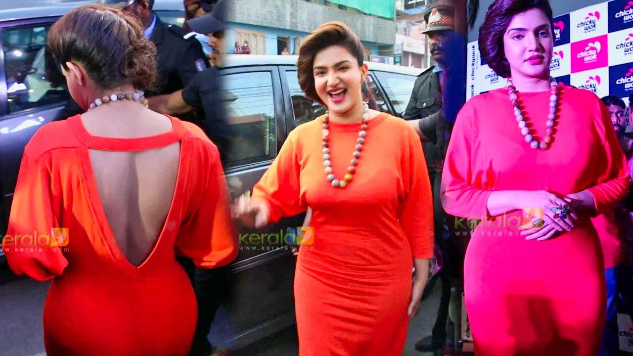 Honey Rose Latest Inauguration In Orange Bodycon Dress | Honey Rose - Kerala9.com