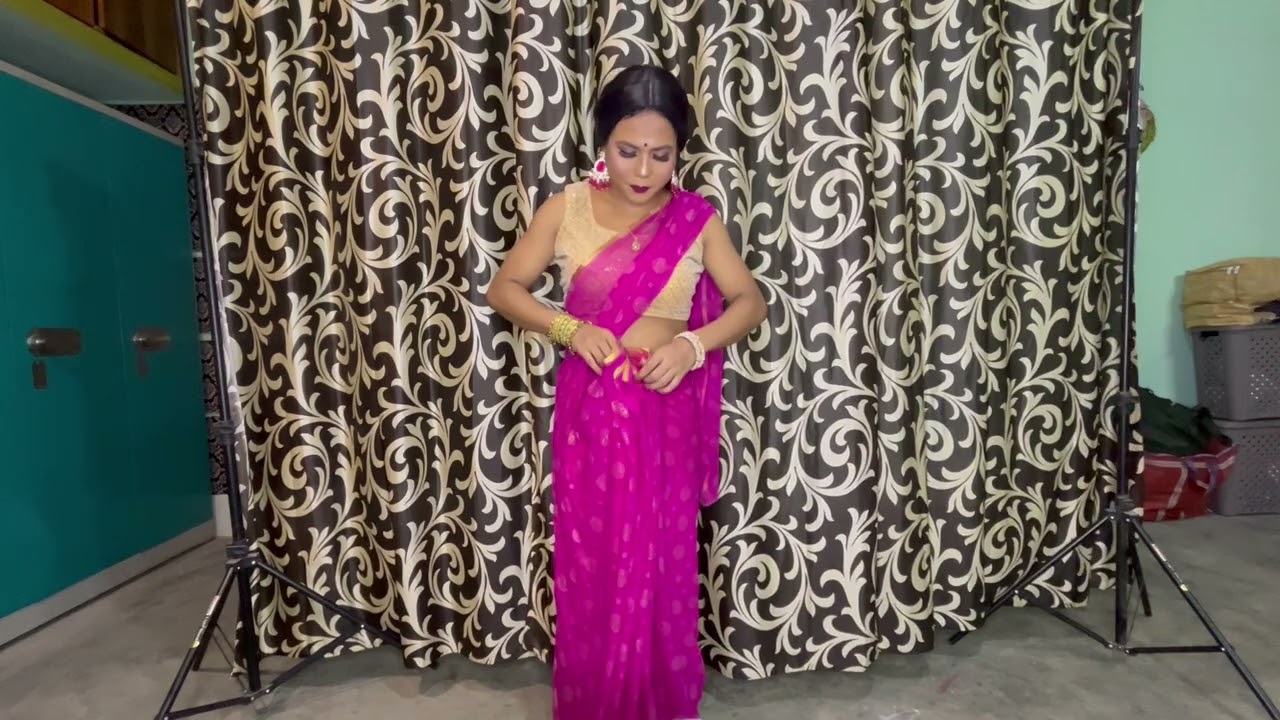 Alok were deep pink color saree / how to wear saree / how to draped saree