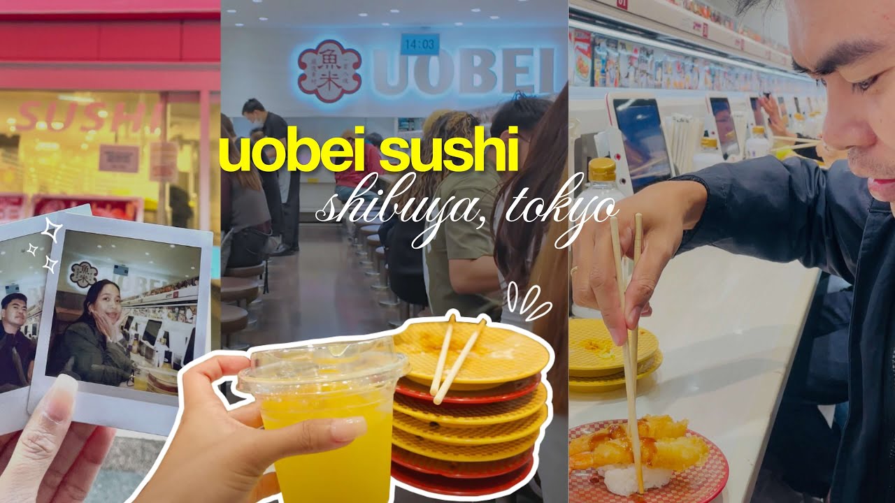 Uobei Sushi in Japan 🍣 | Our First Time Trying Conveyor Belt Sushi in Tokyo!