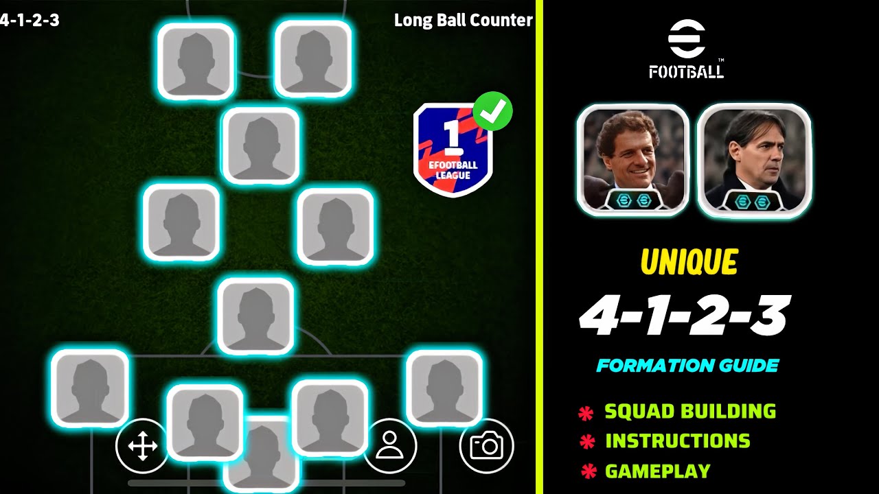 DOMINATE DIV 1 🔥🤩 UNIQUE 4-1-2-3 LONG BALL COUNTER SQUAD BUILDING EFOOTBALL26 mobile