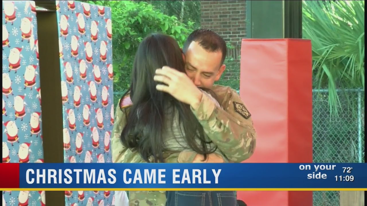 U.S. Army Sergeant surprises niece before Christmas at Tampa school pep rally