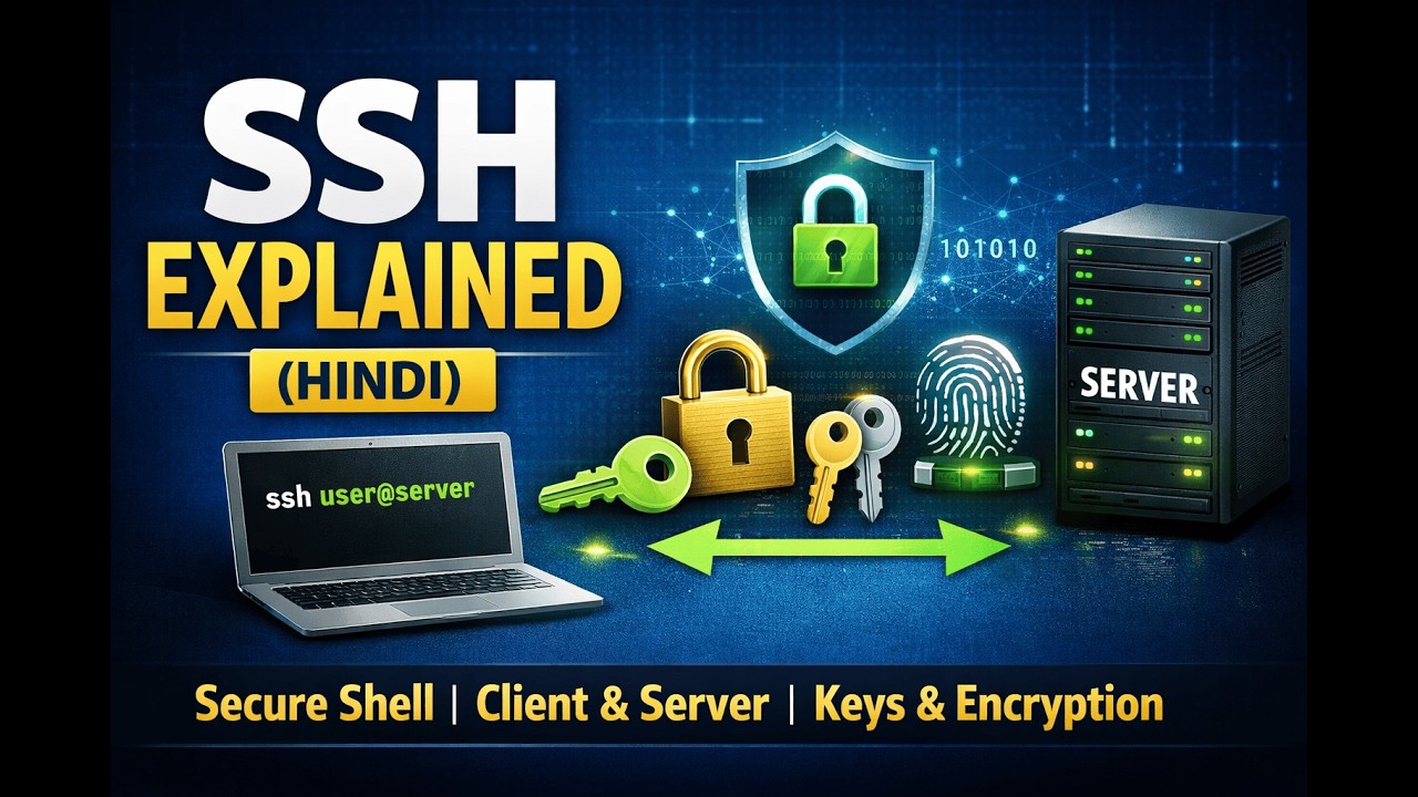 SSH Explained Simply (Hindi) | How Secure Shell Works – Client, Server, Keys