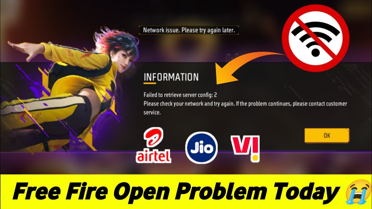 Free Fire Network Connection Error Failed to retrieve server config 2 Problem | FF Not Opening Today