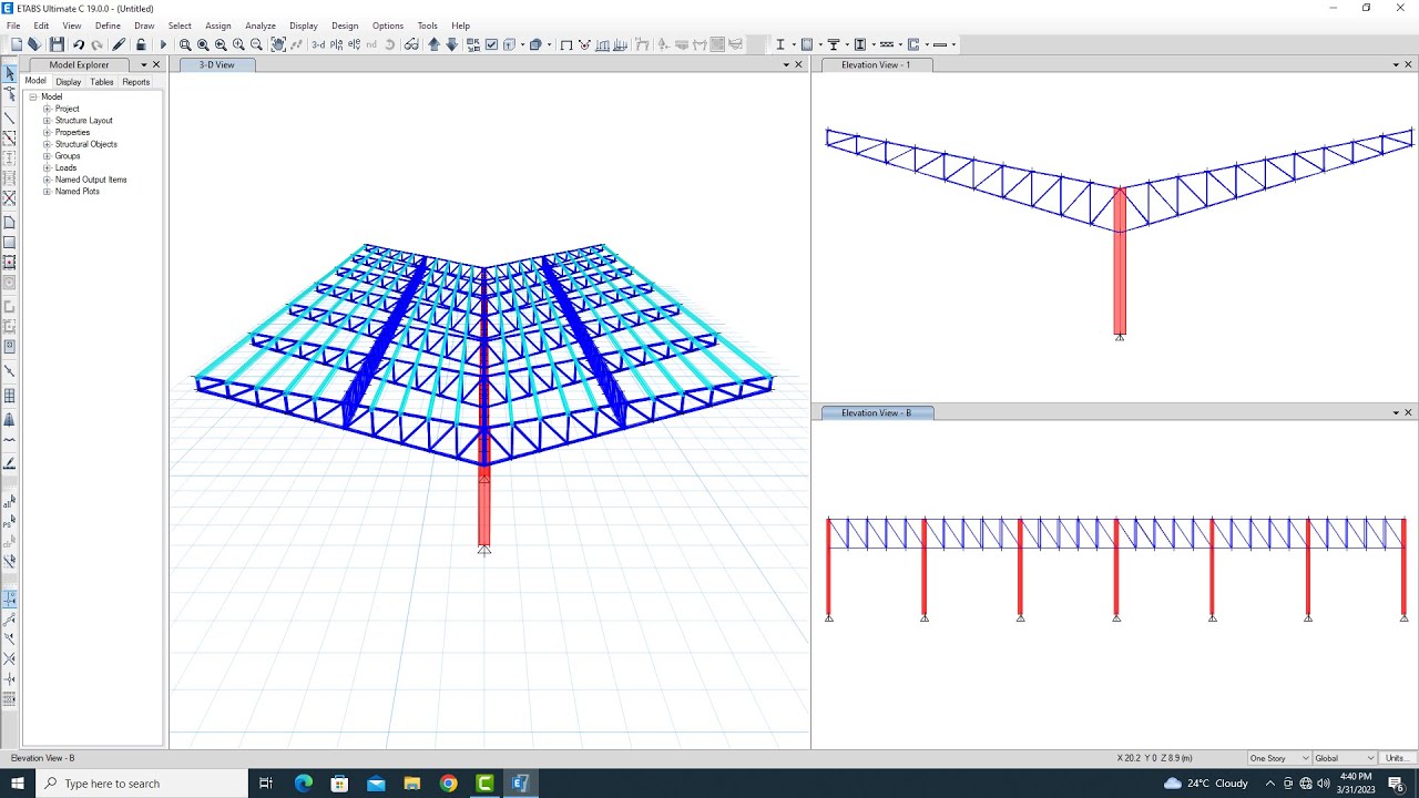 Cantilevered Steel Truss | Cantilever Shed Roof in ETABS