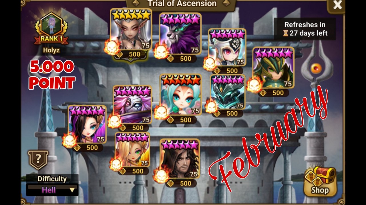 TOA Hell February 2026 Stage 1-10 (5000 Point) - Summoners War