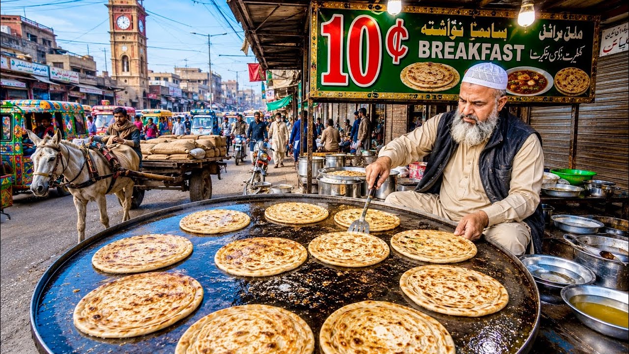 🇵🇰10&cent; Breakfast | A Real Pakistani Street Food Story from Peshawar | Street Food UK 🇬🇧