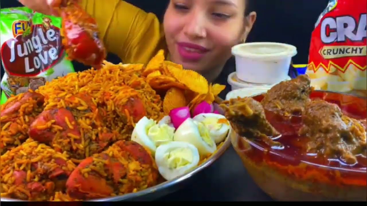 EATING CHICKEN LEG PIECE, RICE, LAYS, NOODLES, EGGS, BURGER, SALAD ||ASMR Eating Show||