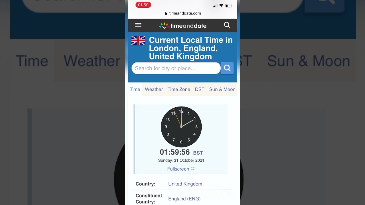 Wow! 10 seconds Live changing of time UK /Clocks go back London/ October 2023/BST ends 