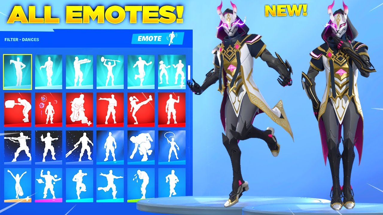 STRAY SKIN Showcase with All Fortnite Dances & Emotes! (New Fortnite Drift Skin)
