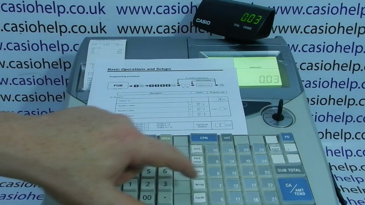 How To Apply Tax Vat Rates To Departments Casio TE-2200 / TE-2200 / TE-2400 / TE2400 Cash Register