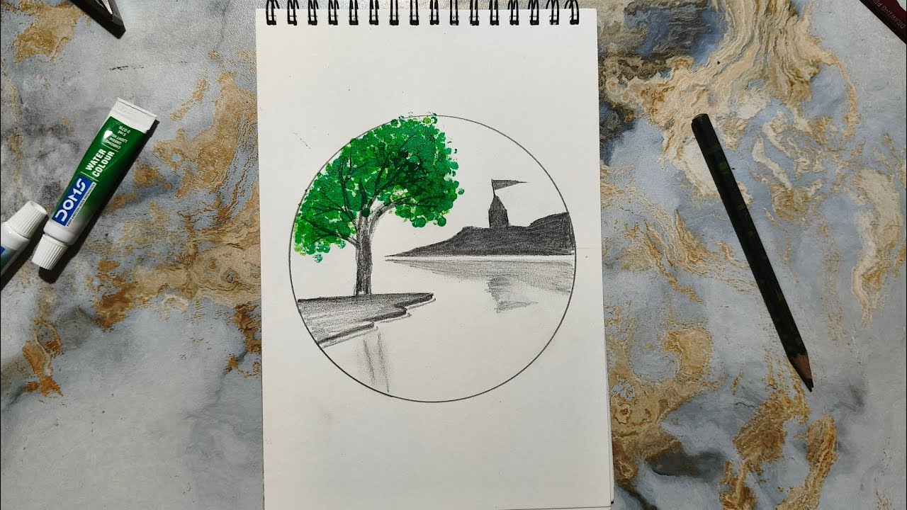 HOW TO DRAW A NATURE DRAWING STEP BY STEP || SIMPLE DRAWING  || EASY DRAWING 