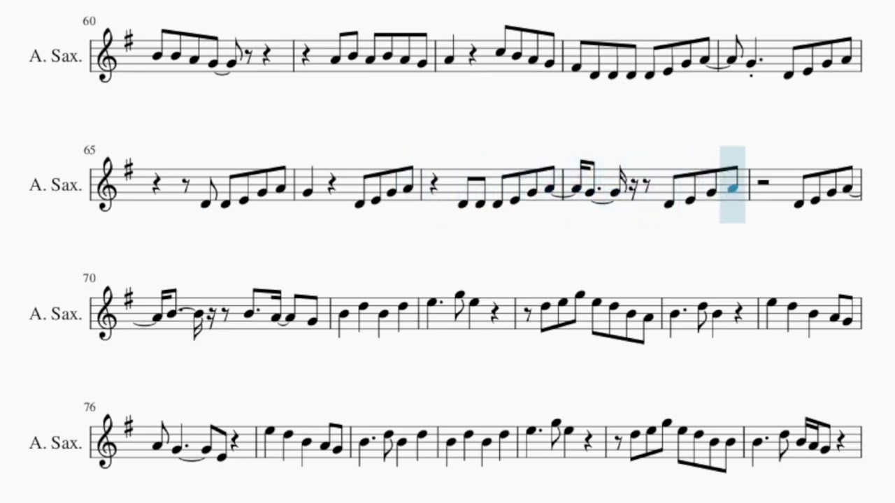Too sweet - hozier - partitura karaoke sax alto