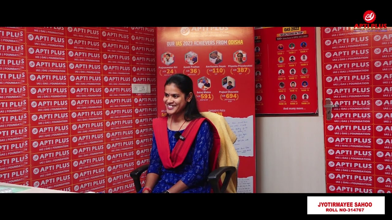 JYOTIRMAYEE SAHOO  || RANK 76 || OAS 2023 || Mock Interview || APTI PLUS