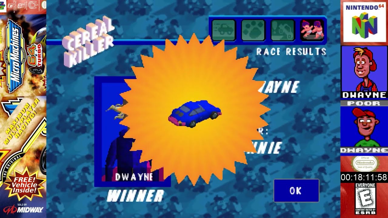 Micro Machines 64 Turbo - All Races/Challenges Turbo Level 5 (N64) - Dwayne
