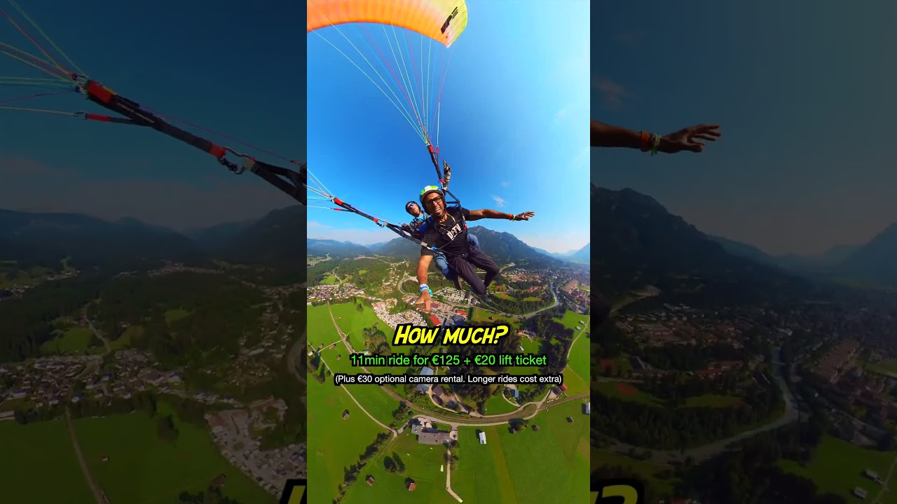 What's the price for tandem paragliding off the Zugspitze mountain in Bavaria, Garmisch Germany?