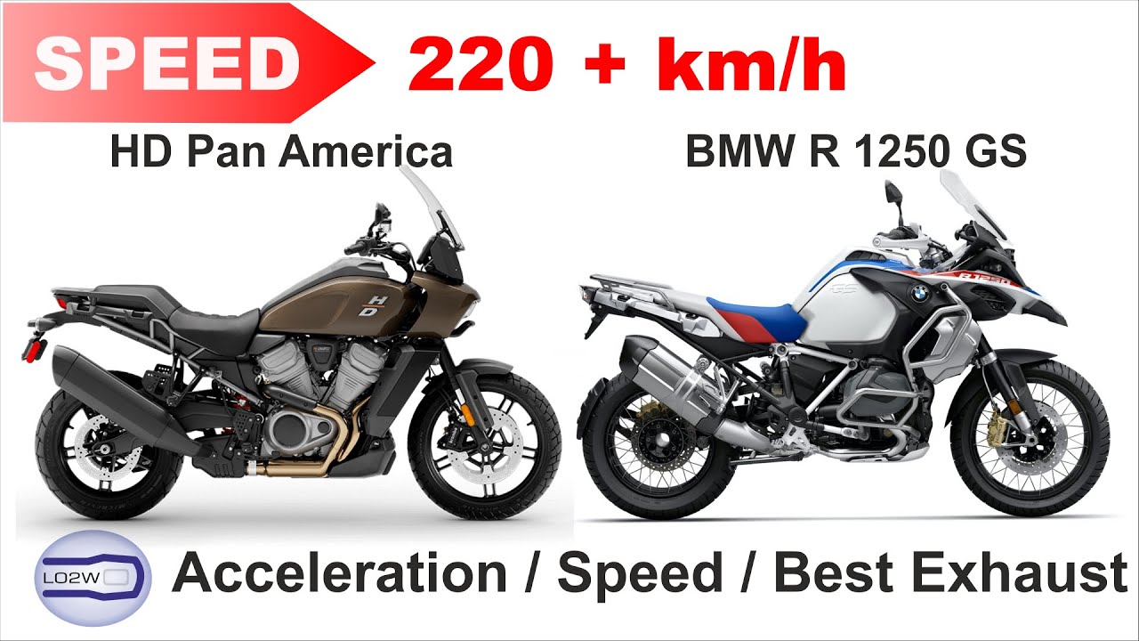 Harley Davidson Pan America vs BMW R 1250GS / Acceleration, Top Speed 220+ km/h and Exhaust Sound