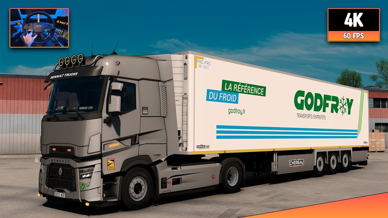Renault T EVO 520 | Rennes - Paris | ETS2 1.57 4K Gameplay + Wheel Cam