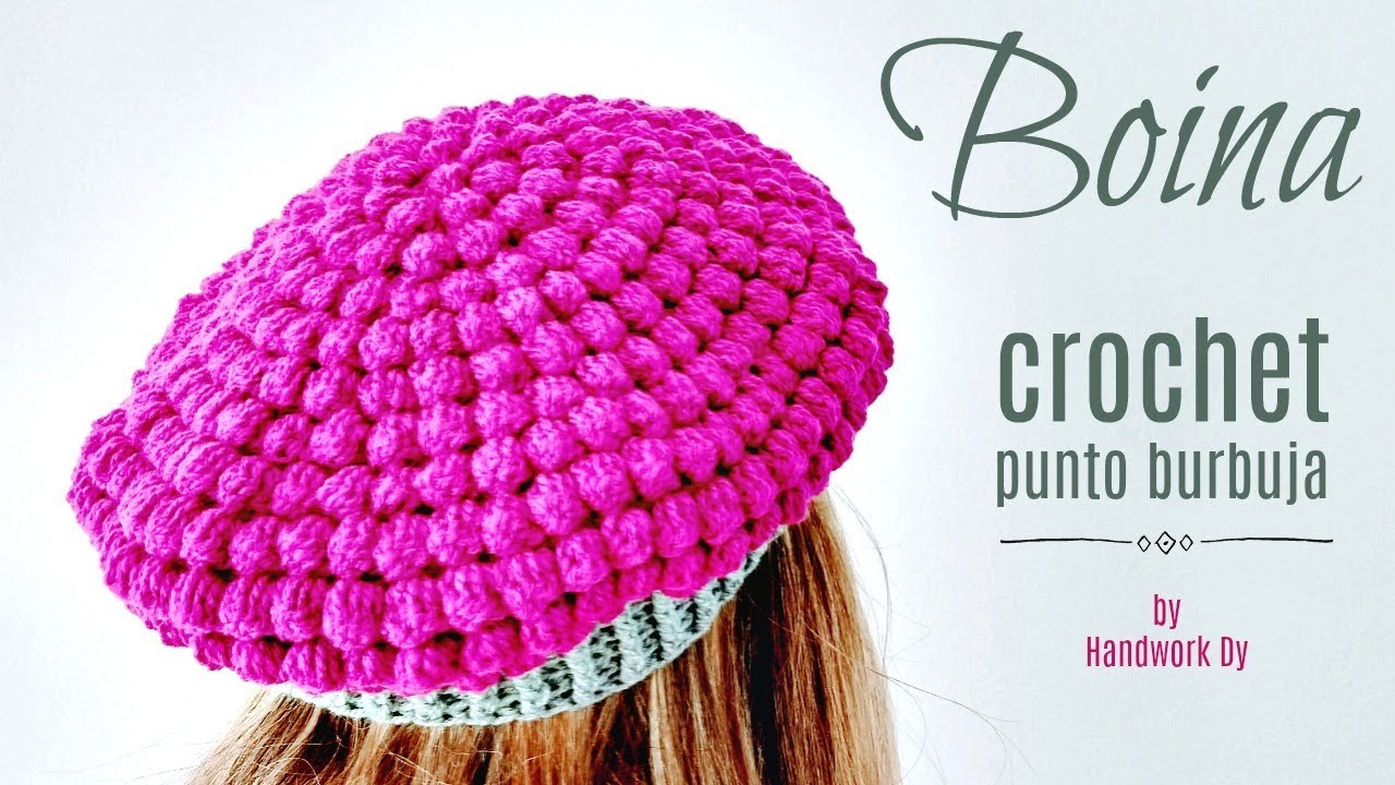 TEJE BOINA A CROCHET PASO A PASO  CON PUNTO BURBUJA