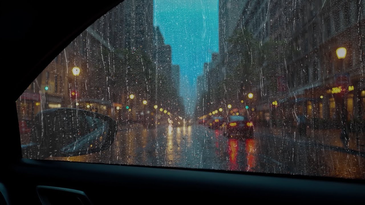 Warm and Cozy Inside a Car with Heavy Rain Pounding - Deep Sleep and Anxiety Healing