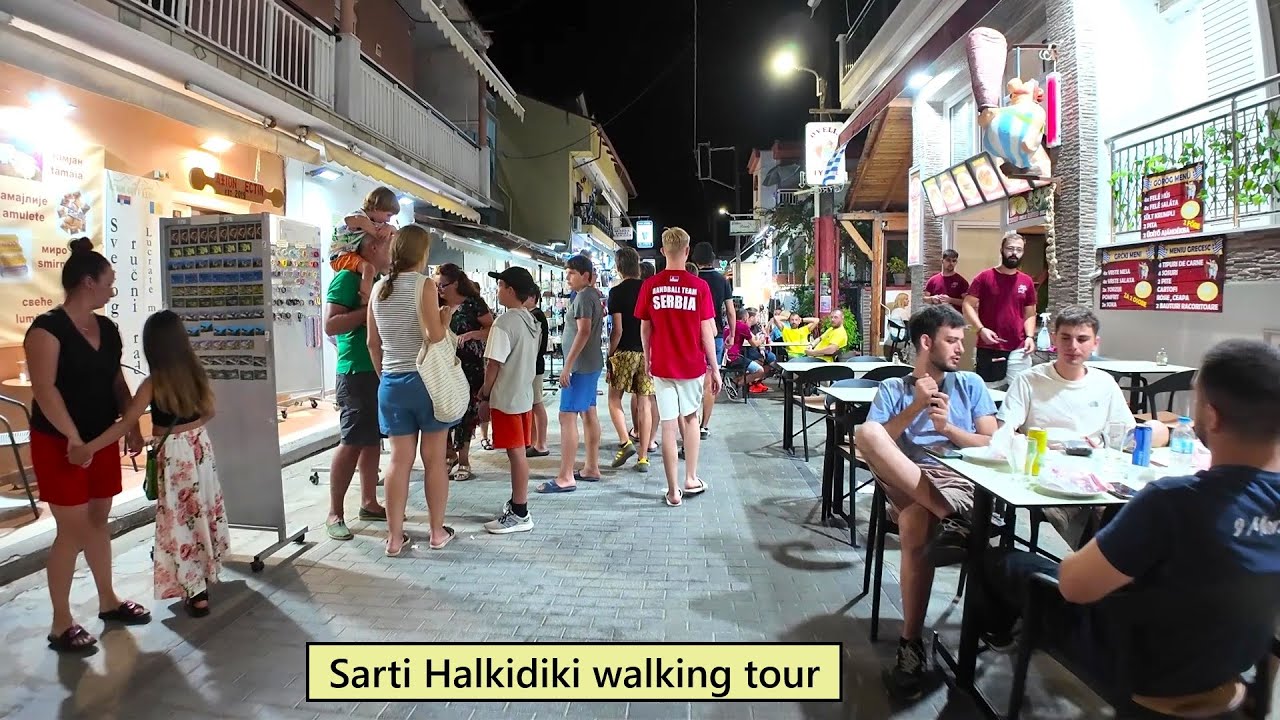 Sarti Halkidiki Greece night walking tour July 2025