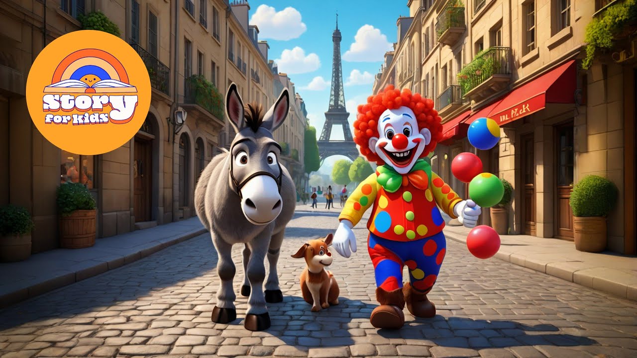 Story for kids : Kindness in Paris A Donkey and a Clown