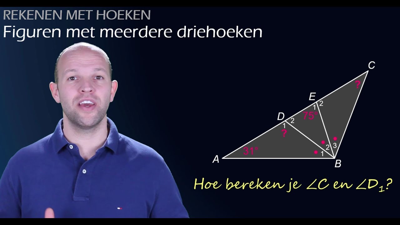 Rekenen met hoeken in figuren met meerdere driehoeken (havo/vwo 1) - WiskundeAcademie