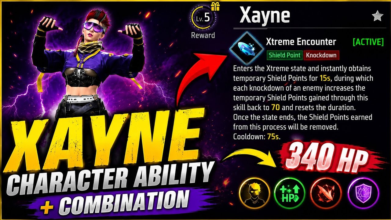 Xayne Character Ability + Best Combination 😱 340 HP Trick in Free Fire | Xayne Character Ability 