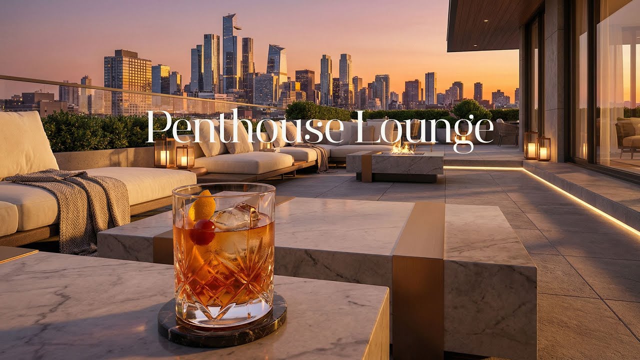 Penthouse Lounge 🍸 Urban Golden Hour Vibes | 3H Luxury Chill House | 4K Lounge Music