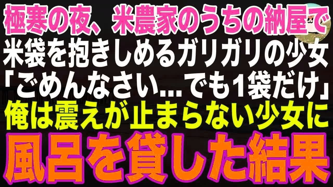 【感動する話】極寒の夜、うちの納屋で米袋を抱きしめるボロボロの少女「ごめんなさい、でも1袋だけ」米農家の俺は震えが収まらない少女に風呂を貸した結果【朗読・スカッと】