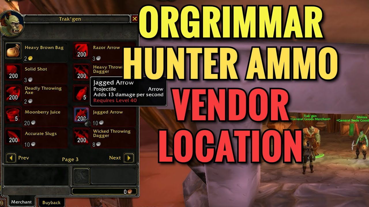 Orgrimmar Hunter Ammo Vendor - WoW Classic