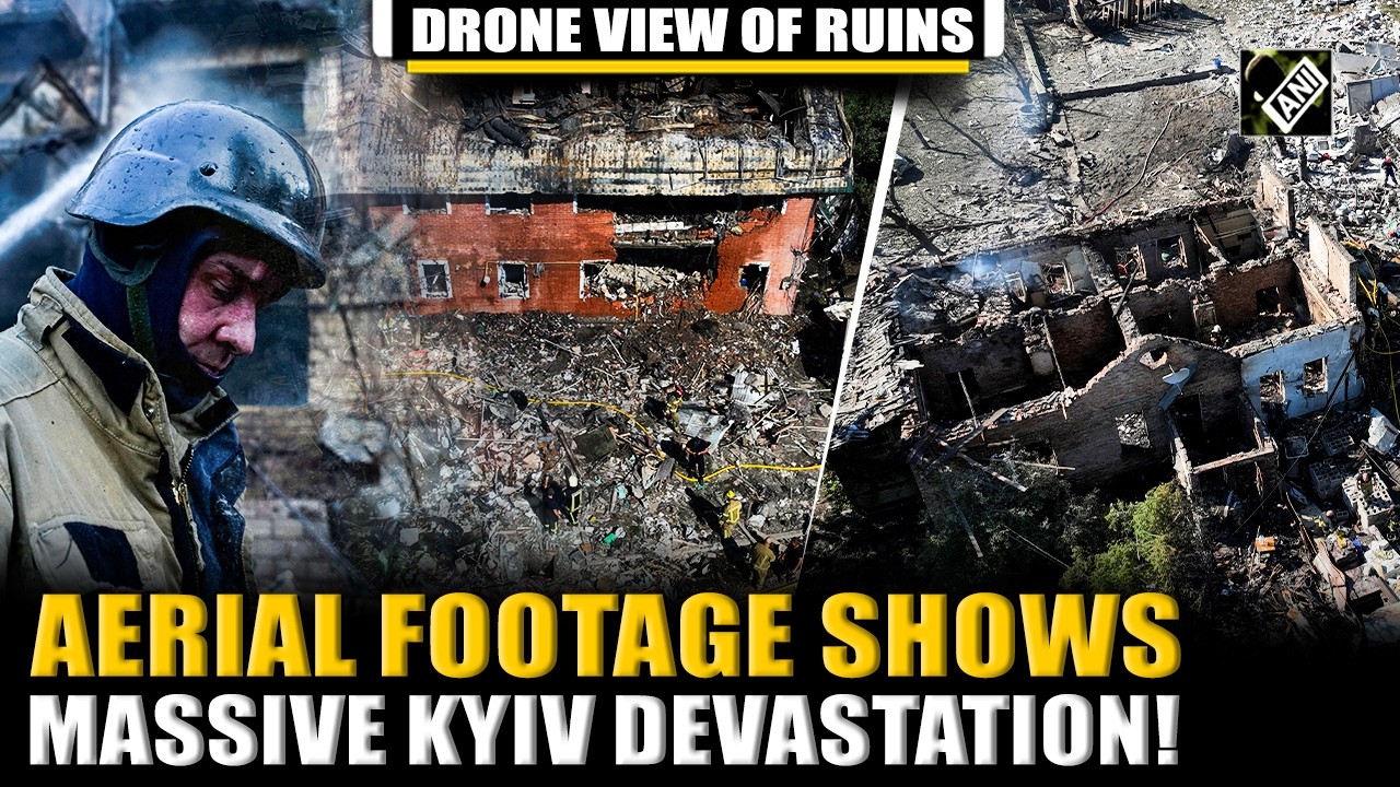 Drone footage captures massive destruction across Kyiv after Russian aerial assault